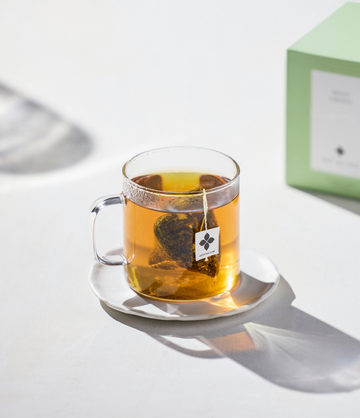 Mint Green Tea sachets lifestyle graphic – Art of Tea