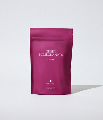 Green Pomegranate 2 quart iced tea pouches packaging – Art of Tea
