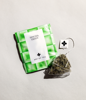 Sencha Green Tea single eco pyramid teabag sachet – Art of Tea