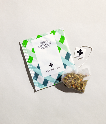 White Coconut Crème single eco pyramid teabag sachet – Art of Tea