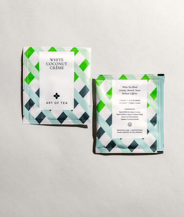 White Coconut Crème eco pyramid teabag sachets – Art of Tea